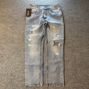Nasty Gal Distressed Mom Jeans Light Wash Women’s UK 10 EU 38